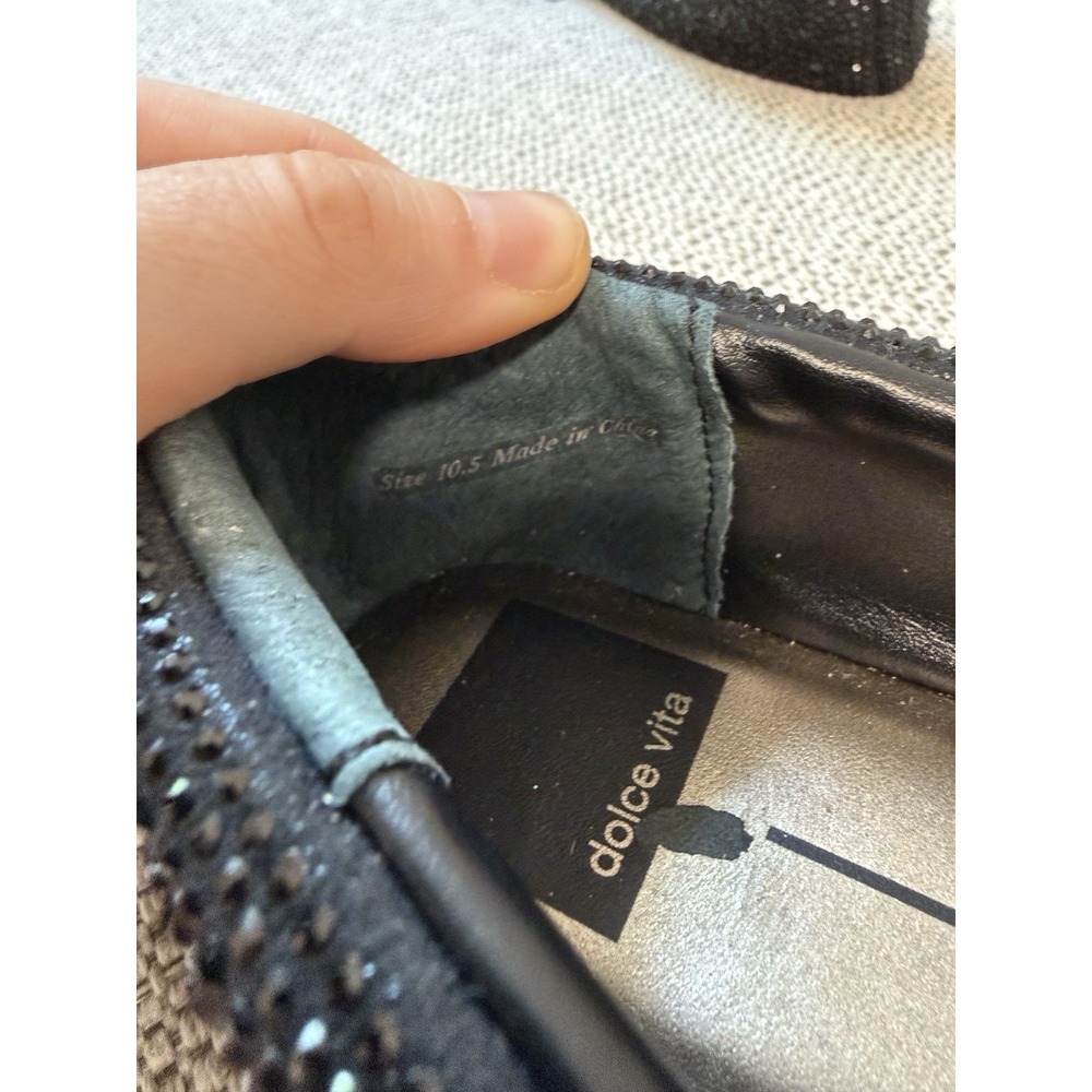 Dolce Vita Reyes Black Metallic Crystal Square Toe Mary Jane Flats - Picture 9 of 10